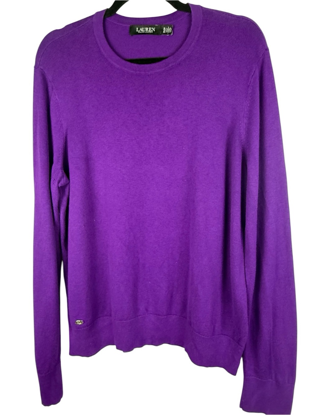 Lauren Ralph Lauren Purple Cotton Modal Fine Knit Crewneck Sweater XL